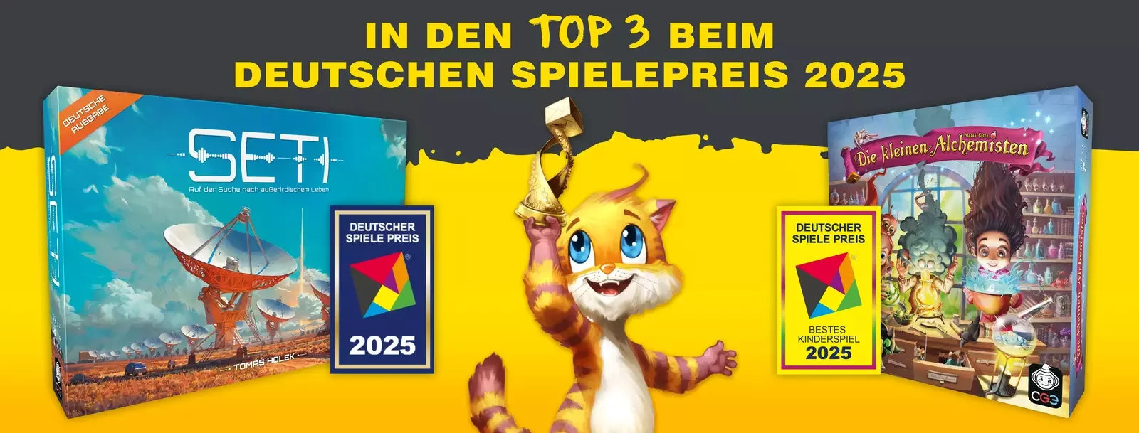 SETI und DIE KLEINEN ALCHEMISTEN sind in den Top 3 des Deutschen Spiele Preis